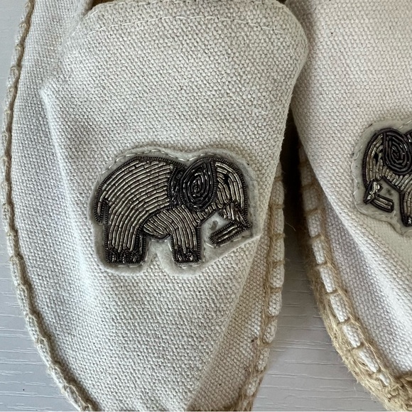 Soludos Shoes Womens 9 Beaded Elephant Canvas Espadrilles Shoes White - Picture 6 of 8